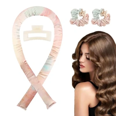 Afbeelding van krulspelden zonder hitte, Heatless Hair Curler Set voor droomkrullen &#039;s nachts, antislip krullen, ideaal lang en middelgroot haar, licht schade