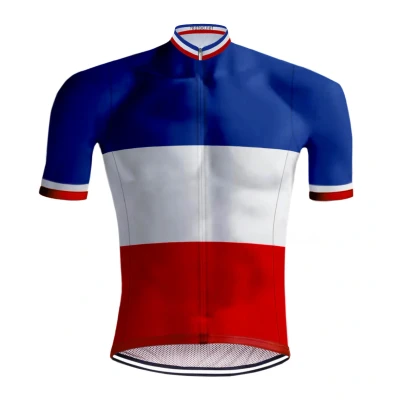 Afbeelding van Retro Wielershirt Franse Kampioenstrui Tricolore REDTED