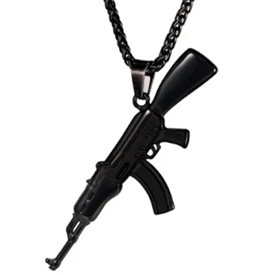 Afbeelding van Heren ketting Kettinghanger Mendes AK47 Edelstaal Zwart