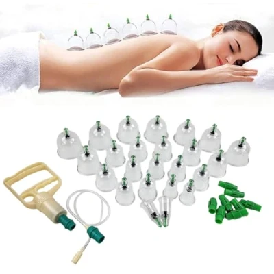 Afbeelding van ABC cupping Set (cupping set), vacuümmassage met glazen M16 en therapiemagneten voor effectieve spierontspanning pijnverlichting (24 stuks), cuppingsglazen vacuümpomp