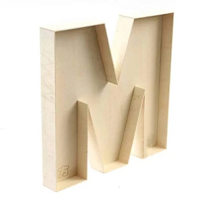 Afbeelding van Handgemaakte onafgewerkte houten vulbare Letter M