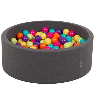 Afbeelding van KiddyMoon Schuim Ballenbak Voor Kinderen Met Ballen Ø 7 Cm Gemaakt In EU, Dgrijs:L Groen Geel Turkoois Oranje D Roze Violet,90X30cm/200