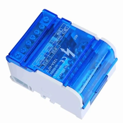 Afbeelding van Klemmenblok, met beschermkap, Messing Din Rail 4 fase enkelfasige aansluitkast, ingang 24 uitgangsklem verdeelkast