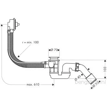 Afbeelding van Hansgrohe universeel flexaplus badafvoer overloopcombinatie met waste inbouwdeel voor normaal bad 58140180