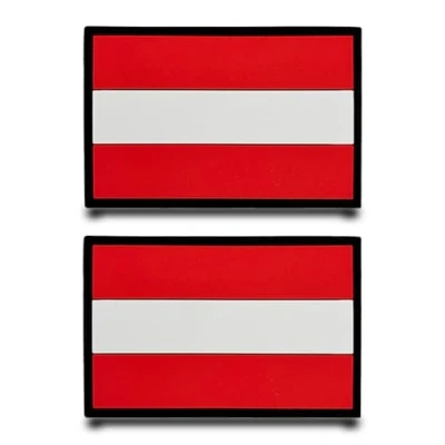 Afbeelding van 2 stuks PVC Oostenrijk grappige patches afneembare met klittenbandsluiting 3D tactische vlag patch applicatie voor honkbalpet tassen jas rugzakken buiten vest kleding
