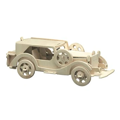 Afbeelding van Pebaro 865/1 houten bouwpakket Oldtimer I, 3D puzzel, modelbouwset, knutselen met hout, knutselset, voorgesneden plaat, incl. schuurpapier, uitbreken, in elkaar steken,