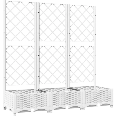 Afbeelding van vidaXL Plantenbak met latwerk 120x40x121,5 cm polypropeen wit
