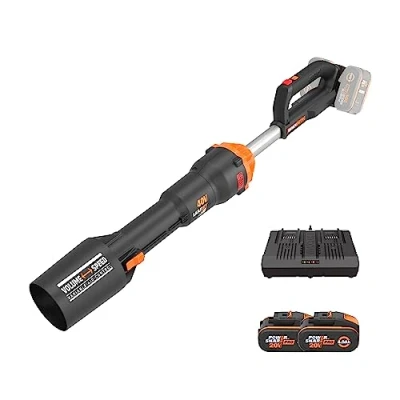 Afbeelding van Worx Bladblazer, max. 40 V, (2 x 20 V) borstelloze motor WG585E inclusief 2 4 Ah accu&#039;s en dubbele lader luchtversterkingstechnologie