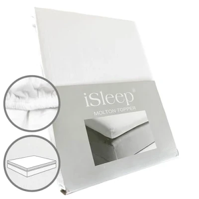 Afbeelding van iSleep Molton Topper 100% Katoen Litsjumeaux 180x200 cm Wit