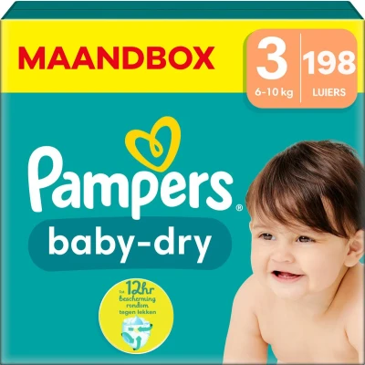 Afbeelding van Pampers Baby Dry Luiers Maat 3 (6 10 kg) 198 stuks