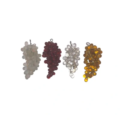 Afbeelding van Decoratie Druiventrosjes Glas Set 4 stuks Mix 4x2 cm