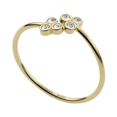 Afbeelding van Fossil JF04114710 Ring Sutton staal goudkleurig wit