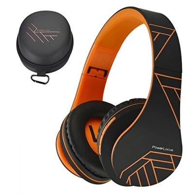 Afbeelding van Bluetooth Koptelefoons, PowerLocus P2 draadloze Over Ear Koptelefoon Inklapbaar, Met microfoon, Micro SD slot, FM Radio, en kabel voor Smartphone, Tablets, Laptops, TV (Oranje)