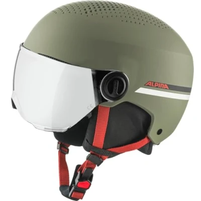 Afbeelding van Alpina Zupo Visor Q Lite Junior Skihelm Met Vizier 2024 Olive Red Matt Maat: 51 55 cm