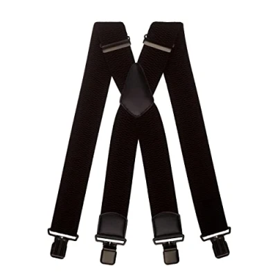 Afbeelding van Olata Extra Brede X Vorm Bretels in Zwarte met Gekleurd Leer 5 cm. Zwart (Zwarte Clips)
