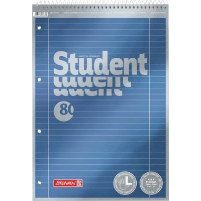 Afbeelding van Brunnen 1067111 Notitieblok/Collegeblok Student Premium linkshandigen (veredeld omslag met metallic effect, A4, gelinieerd, liniatuur 27, 90 g/m², 80 vellen hoofdspiraal