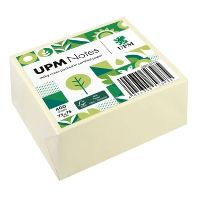 Afbeelding van UPM notes 75x75mm pastel geel blok 400 vel IN 5820 01PG