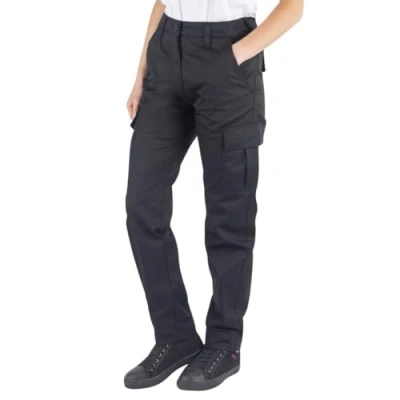 Afbeelding van Lee Cooper Duurzame, onderhoudsvriendelijke werkbroek voor dames, cargobroek met meerdere zakken, zwart, maat 40 (EU), lange beenlengte (81,3 cm)