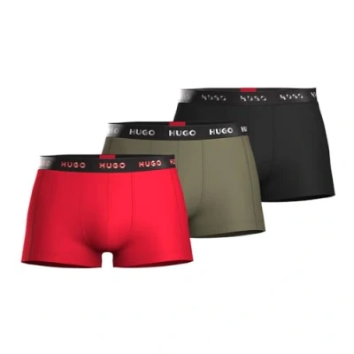 Afbeelding van HUGO Trunk Triplet 3 PACK Onderbroeken, Heren, Maat: XS, Black/red/khaki