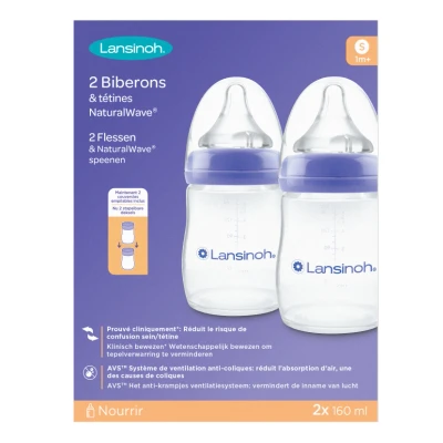 Afbeelding van Lansinoh 2 stuks 160 ml Natural Wave Flesjes 75470