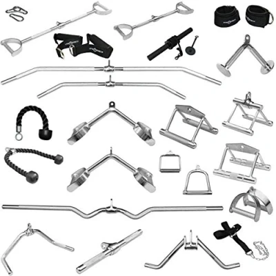 Afbeelding van Sporttrend 24® Handgrepen voor kabeltrekken, pull up bar, roeigreep, biceps triceps stang, touw, SZ handgreepset (handgreep met één hand gevoerd)