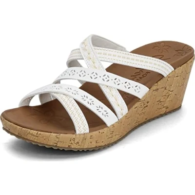 Afbeelding van Skechers Beverlee Tiger Posse sandaal voor dames, Wit, 40 EU