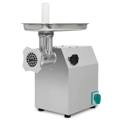 Afbeelding van VERTES Vleesmolen Gehaktmolen Elektrisch, roestvrij staal, 1100W, 220 kg/u, grootte 12, professioneel voor catering, 2 invoerladen, 4 geperforeerde schijven, messen, knoeier, vooruit, achteruit