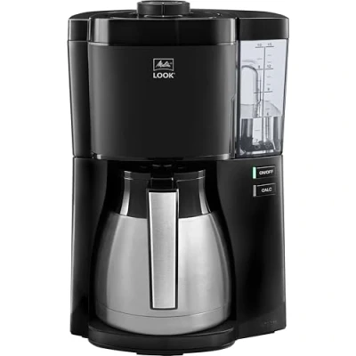 Afbeelding van Melitta Look Filterkoffiezetapparaat met thermoskan en uitneembare watertank, ontkalkingsprogramma, voor maximaal 10 kopjes koffie, zwart