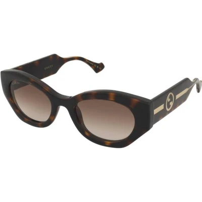 Afbeelding van Gucci Donna GG1553S 002 Occhiali da sole Iniettato Havana Marrone Rotonda