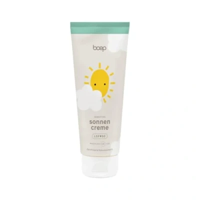 Afbeelding van boep zonnecrème Sensitiv LSF50 Voor gezicht &amp; lichaam Minerale zonwering baby&#039;s, kinderen en volwassenen het strand Veganistische natuurlijke cosmetica (100 ml)