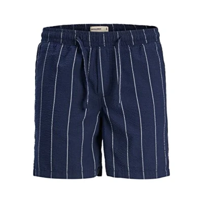 Afbeelding van Jack &amp; Jones Jpstjeff Jjjogger Seersucker Shorts, Heren, Maat: 44, Navy blazer