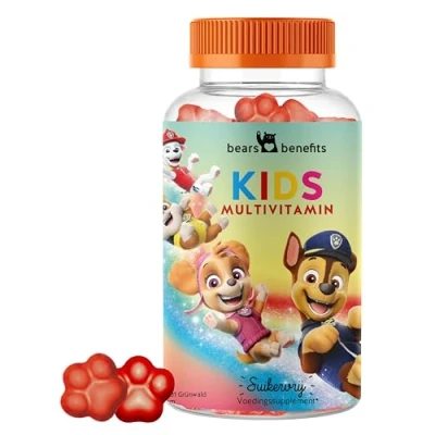 Afbeelding van Bears With Benefits Paw Patrol kinder multivitamine gummies vanaf 4 jaar maandelijkse voorraad suikervrij immuunsysteem gummies, rood, 60 stuks (verpakking van 1)