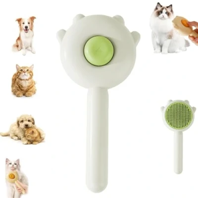 Afbeelding van Self Cleaning Grooming Brush, Paw Cat Brush With Release Button, Pet Floating Hair Massage Comb, Easy Removes Tangles Loose for Short or Long Cats Dogs (Green)