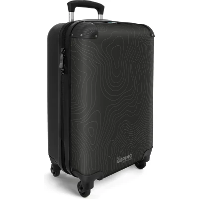 Afbeelding van NoBoringSuitcases.com® Handbagage koffer lichtgewicht Reiskoffer trolley Zwart met lichte abstracte lijnen Rolkoffer wieltjes Past binnen 55x40x20 en 55x35x25