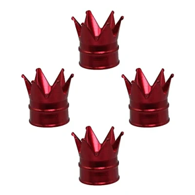 Afbeelding van SENZEAL 4 Stuks Stofkappen voor Autobanden Kroon Ventieldoppen Universele Aluminiumlegering Tire Valve Stem Caps Auto Fietsen Vrachtwagens Motorfiets (Rood)