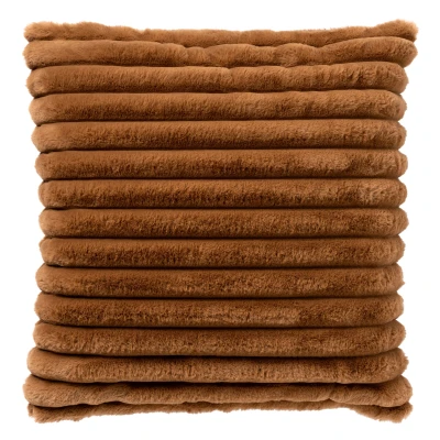 Afbeelding van Dutch Decor HAZEL Sierkussen 50x50 cm effen kleur strepen heerlijk zacht Tobacco Brown bruin