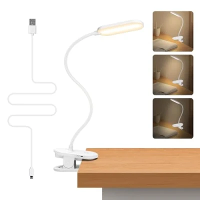 Afbeelding van Aigostar 10A55 Bureaulamp LED Dimbaar 3 Helderheid Opladende USB incl. Batterijen Verstelbare Draadloze Leeslamp Wit