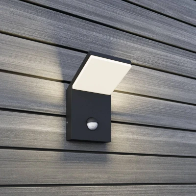 Afbeelding van Lucande Wandlampen buiten 1licht aluminium, kunststof H: 16.5 cm grafietgrijs, wit Inclusief lichtbron