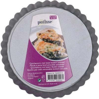 Afbeelding van Patisse Quichevorm Losse Bodem Hoge Rand Silver Top Ø15cm