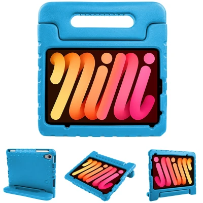 Afbeelding van Apple iPad Mini 6 (2021) Hoes: iMoshion Kidsproof Backcover met handvat Shockproof/Valbescherming Softcase,Backcover Blauw Siliconen En TPU (