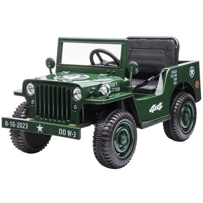 Afbeelding van Elektrische Leger Jeep 4X4 12Volt Donker Groen 1 persoons
