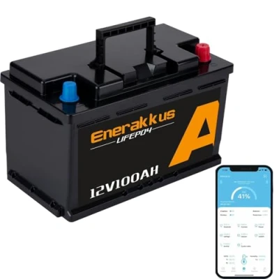 Afbeelding van Enerakkus LiFePO4 Mini accu, 100 Ah, 12 V, lage cyclus, Ah lithiumbatterij met geïntegreerde A BMS, accu geschikt voor trolling motoraccu, zonne batterijen, campers