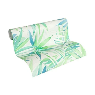 Afbeelding van Designjungle by Laura N. vliesbehang behang palmprint Jungle Style 10,05 m x 0,53 blauw groen Made in Germany 341251 34125 1