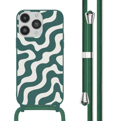 Afbeelding van Apple iPhone 14 Pro Hoesje Siliconen en TPU (zacht) imoshion Softcase/Koordhoesje/Backcover Petrol Green Groovy Telefoonhoesje