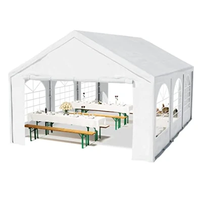 Afbeelding van Hoogwaardige Partytent 4x6 m PE 450 N zeil tuintent feesttent waterdicht in Wit