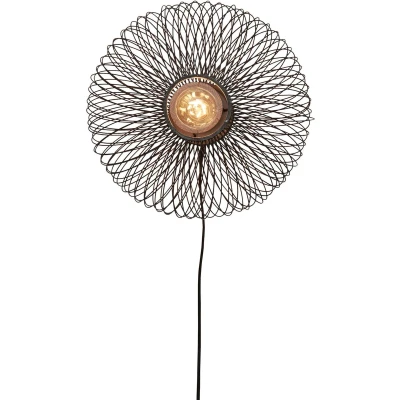 Afbeelding van Good&amp;Mojo Wandlamp Cango Bamboe Ellips Small Zwart 40x20x40cm