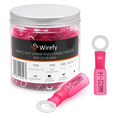 Afbeelding van Wirefy 150 Stuks M5 Kabeloog Kabelschoenen Krimpkous Auto&#039;s Rond Connector Kit Geïsoleerd 0,5 1,5 mm²