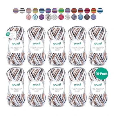 Afbeelding van Gründl Lisa Premium color (brei en haakgaren met wolachtig karakter van 100% polyacryl, 50 g/133 m, naalddikte: 3,5 4,5, 10 x g), zwart grijs wit kleur