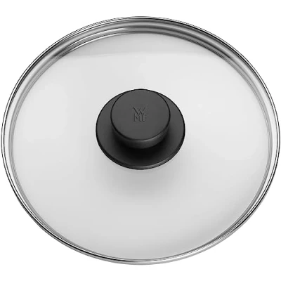 Afbeelding van WMF Reserveonderdeel, glazen deksel 22 cm, voor snelkookpannen 3 l, 4,5 6,5 l en 8,5 hittebestendig glas, kunststof handvat, vaatwasmachinebestendig, zwart