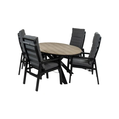 Afbeelding van Normin 5 Delige tuinset 4 Berlijn tuinstoelen 180cm ovale Cyprus tuintafel